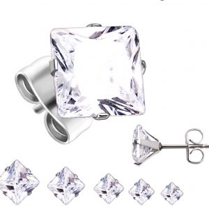 Square CZ prong style earrings