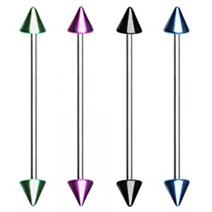 Surgical Steel Industrial Barbell with PVD Coated Spikes
