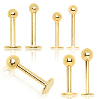 Gold Plated Surgical Steel internally threaded labret