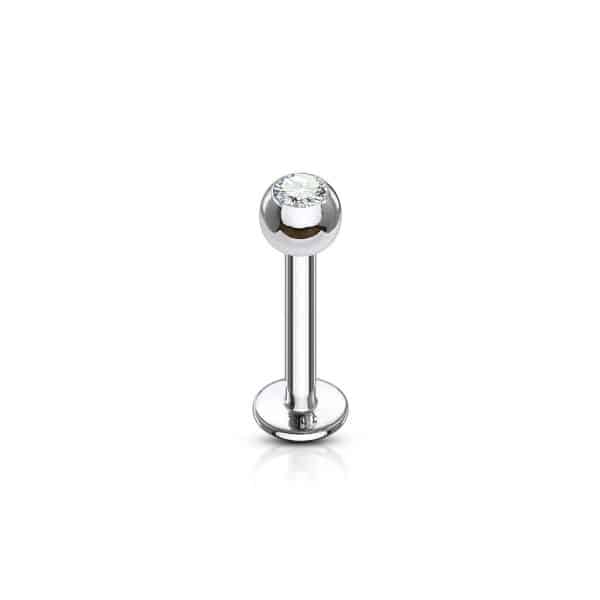 Surgical Steel Labret with Clear Gem Ball