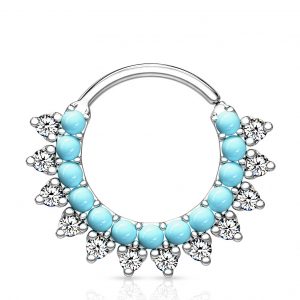Turquoise/Gem Bendable Hoops