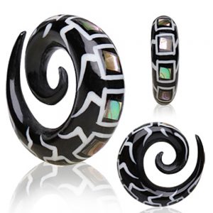 Black painted spiral taper earrings Buddina