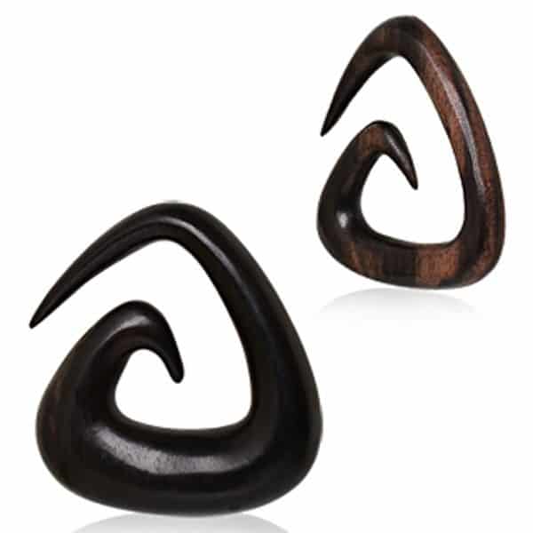 Wooden spiral taper earrings