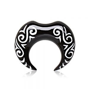 Black spiral taper with white swirl design