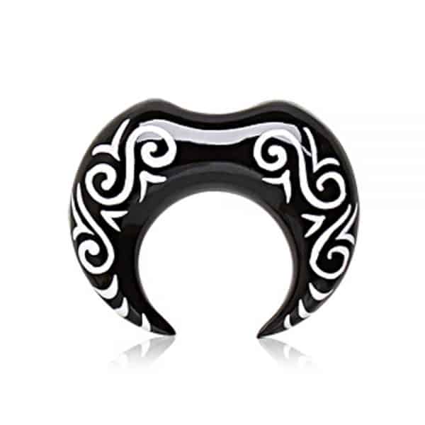 Black spiral taper with white swirl design