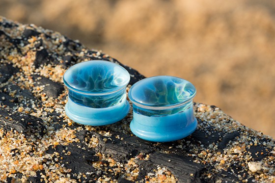 Blue ocean plug earrings body piercing
